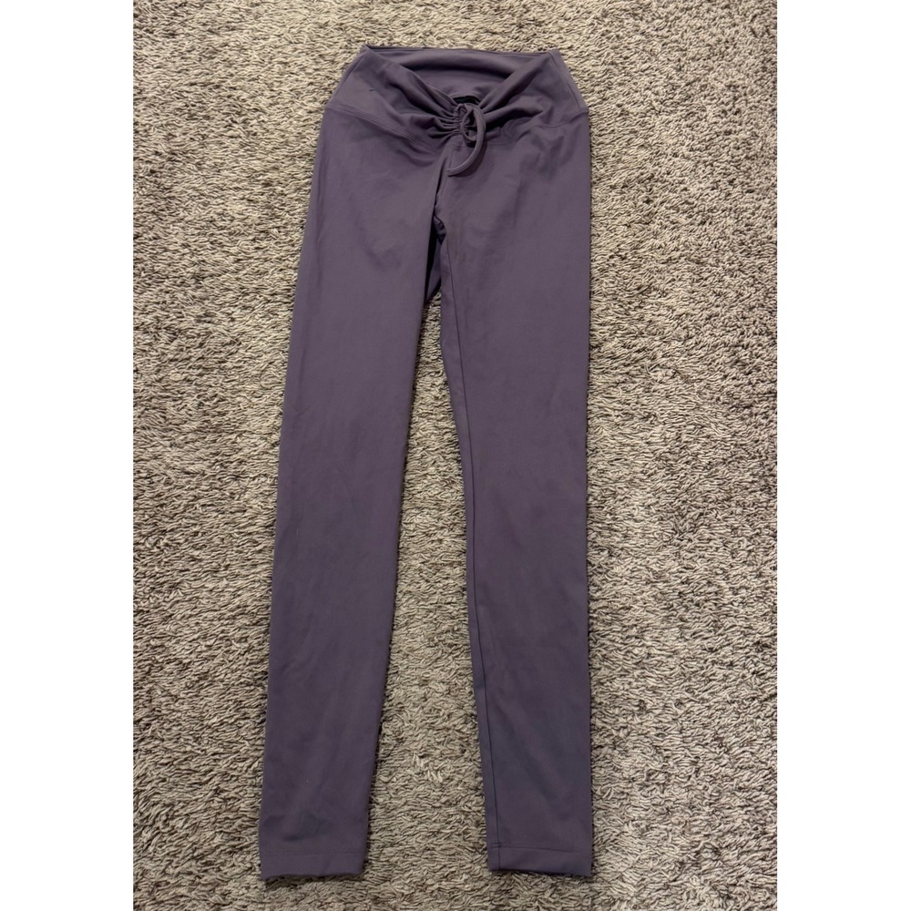 PINK Active High Rise Leggings Purple‎ Ruched Waist Drawstring Size S NWOT